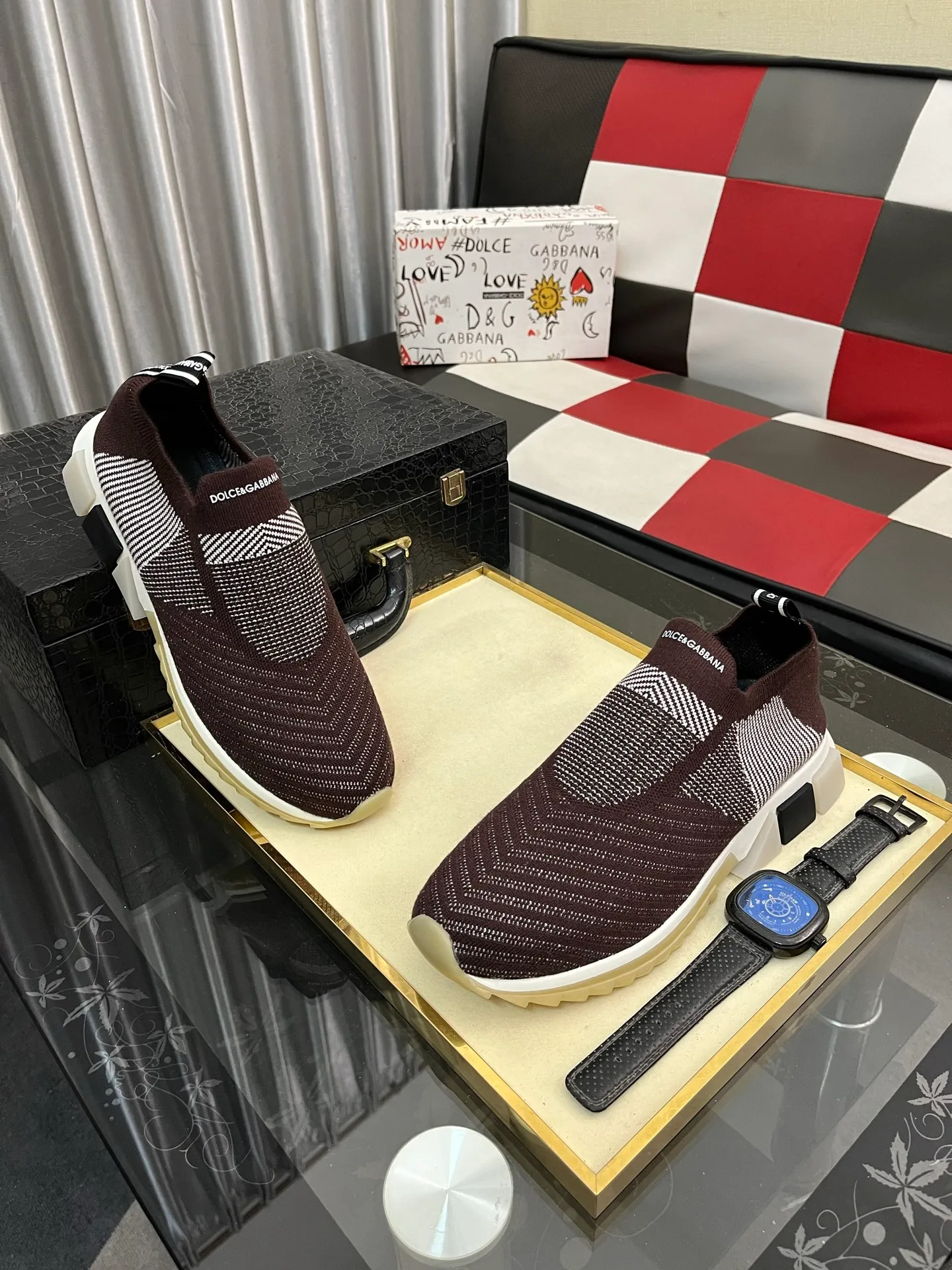 Men's men's shoes💰340⌚️⌚️【DG～】men's casual shoes 2022z cabinet simultaneous sale 🔶🔷🔜The upper is made of cowhide spliced fabric ➕Mesh lining, which is comfortable and breathable. The sole is: the original comfortable and wear-resistant outsole, ⚠️The real thing📱Photographed🎬The real thing is better📢📢📢Size: 35-46